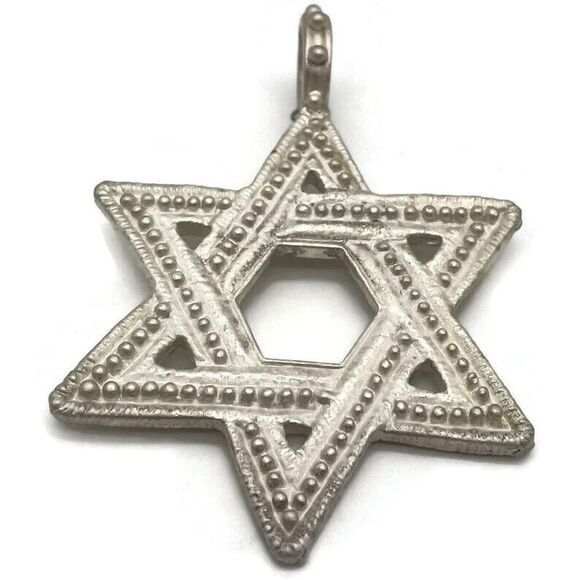 Vintage 1980 Rebecca Collins Star of David Pendant Scarf Jewelry NEW SEALED 2in - Picture 1 of 5